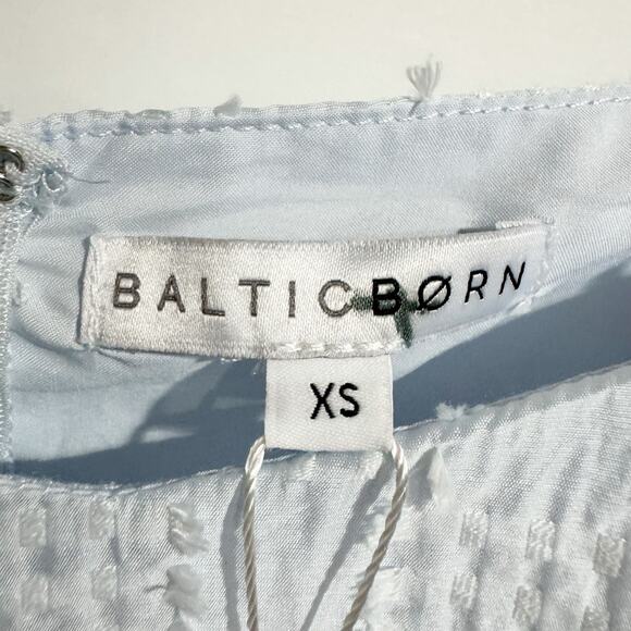 Baltic Born Women XS Sommer Short Dress Light Blue Puff Sleeves A Lime Textured - Picture 3 of 7